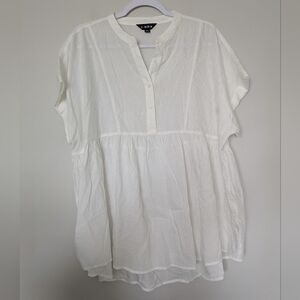 J.Nna White Boho Short-Sleeve Babydoll Top Sz L